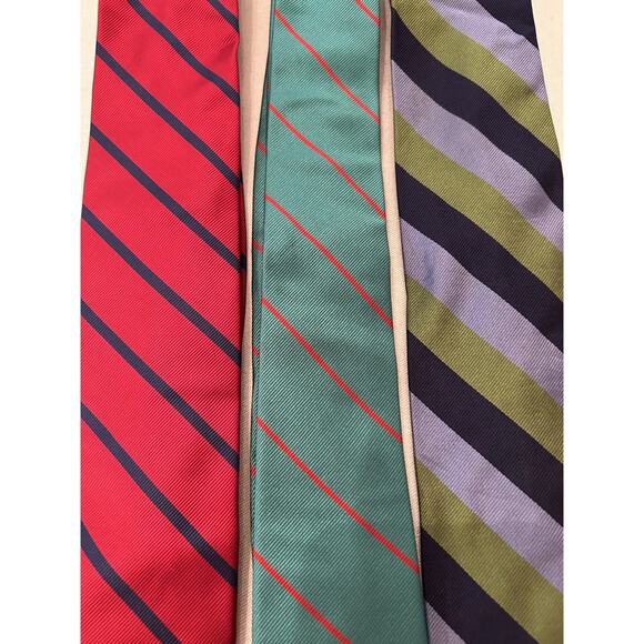 Lot 3 J Crew Diagonal Stripe 100% Silk Menswear Skinny Tie handmade in‎ USA - Picture 2 of 8